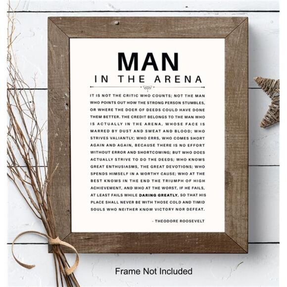 LARGE 11X14 - Man in the Arena - Inspirational Quotes - Teddy Roosevelt Poster - Picture 8 of 9